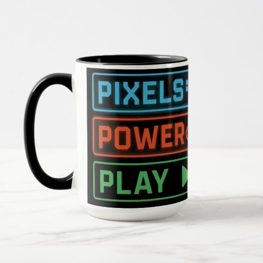 Gaming Mug – Pixels Power Play Neon Coffee Cup Mok (Links)
