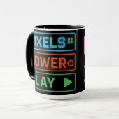 Gaming Mug – Pixels Power Play Neon Coffee Cup Mok (Voorkant links)
