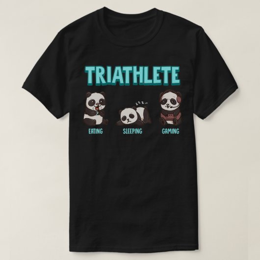 Gaming Panda Triatlete Eat Sleep Gaming T-shirt (Design voorkant)