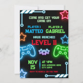 Gaming Party gezamenlijke verjaardagsuitnodiging Kaart (Voorkant)