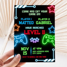 Gaming Party gezamenlijke verjaardagsuitnodiging Kaart