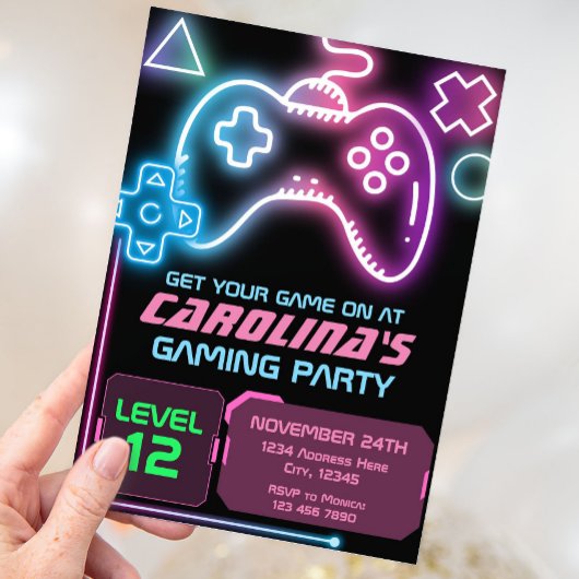 Gaming Party Verjaardag Uitnodiging