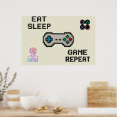 Gaming Poster – Pixel Art Gamer Kamer Muurprint (Keuken)