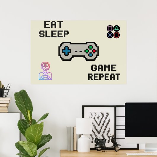 Gaming Poster – Pixel Art Gamer Room Wall Print (Thuiskantoor)
