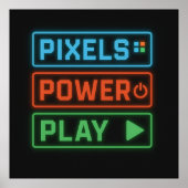 Gaming Poster – Pixels Power Play Neon Wall Art (Voorkant)