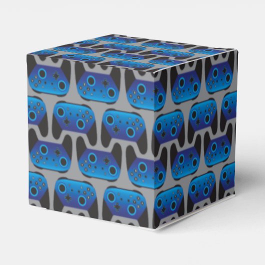 Gaming Pro Gamer Party Favor Box, Blauw Bedankdoosjes (Achterkant)