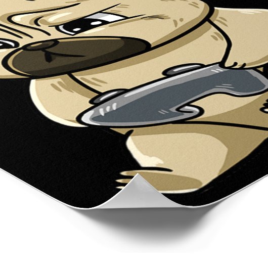 Gaming Pug Pew Gamepad Cute Hob Poster (Hoek)