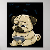 Gaming Pug Pew Gamepad Cute Hob Poster (Voorkant)