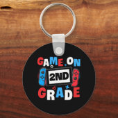 Gaming spel op 2e klas tweede dag school G Sleutelhanger (Achterkant)