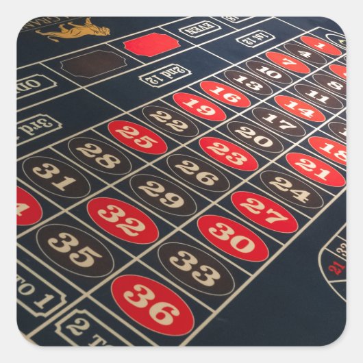 Gaming Table Roulette Las Vegas Vierkante Sticker (Voorkant)