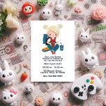 Gaming-thema kinderen verjaardagsfeestje foto kaart<br><div class="desc">Maak het verjaardagsfeest van je kleine gamer gelijk met deze leuke en speelse uitnodiging met een gamethema! Met een schattig meisje met een game controller en omringd door gaming accessoires, is dit ontwerp ideaal voor liefhebbers van videogames. Volledig aanpasbaar met uw feestdetails en favoriete foto, het is de ideale uitnodiging...</div>