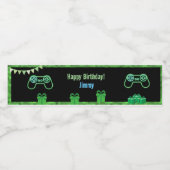 Gaming thema verjaardagsfeestje waterfles etiket (Enkel label)