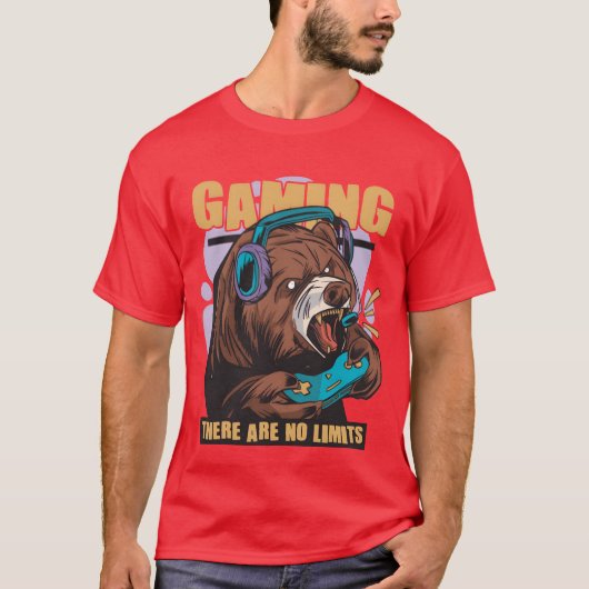 Gaming there are no limits nerd gamer video game f t-shirt (Voorkant)