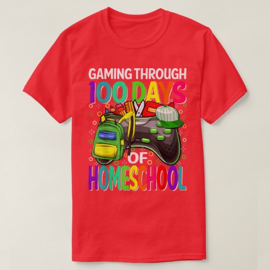 Gaming Through 100 Days Of Homeschool Video Game B T-shirt (Design voorkant)