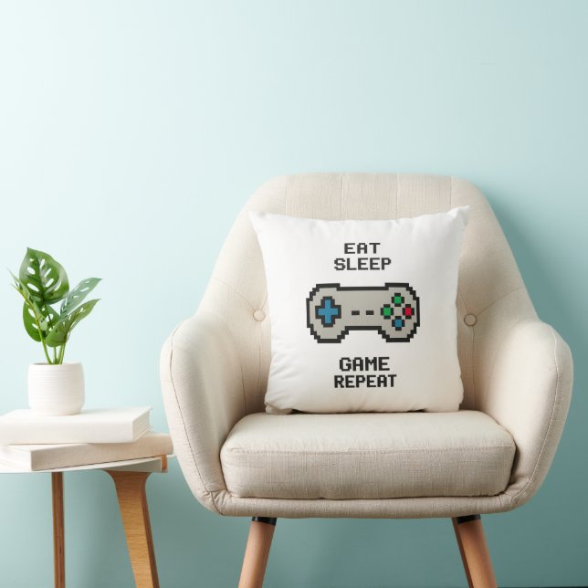 Gaming Throw Pillow – Pixel Art Gamer Room Decor Kussen (Stoel)