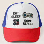 Gaming Trucker Hat – Pixel Art Gamer Snapback Pet (Voorkant)