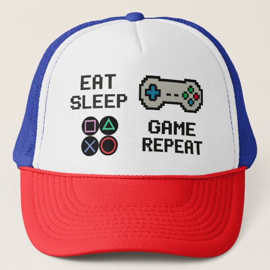Gaming Trucker Hat – Pixel Art Gamer Snapback Trucker Pet (Voorkant)