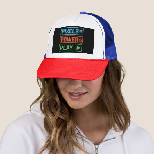 Gaming Truckerhoed – Pixels Power Play Gamer Pet (In situ)