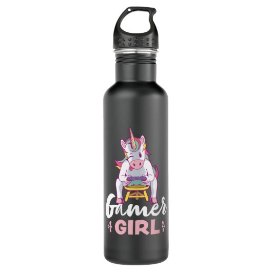 Gaming Unicorn Cute Gift for Gamer Girl Waterfles (Voorkant)