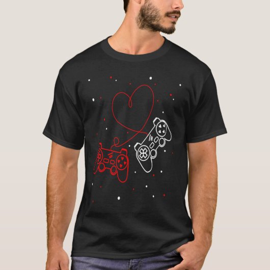 Gaming Valentine Video Games Funny Gamers Cute Hea T-shirt (Voorkant)