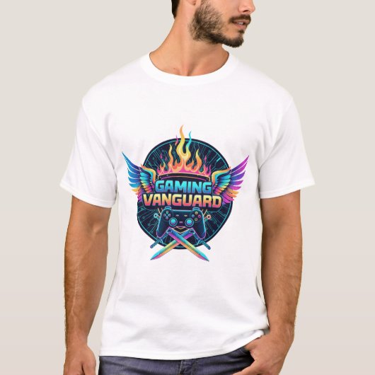 Gaming Vanguard Neon Crest T-Shirt | Futuristic Ga (Voorkant)
