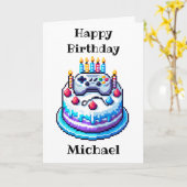 Gaming Vibes Gepersonaliseerde Verjaardag Kaart (Gele Bloem)