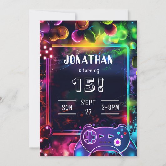 Gaming Video Custom Age Birthday Invitation Kaart (Voorkant)