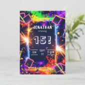 Gaming Video Custom Age Birthday Invitation Kaart (Staand voorkant)