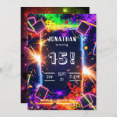 Gaming Video Custom Age Birthday Invitation Kaart (Voorkant / Achterkant)