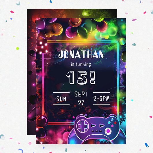 Gaming Video Custom Age Birthday Invitation Kaart