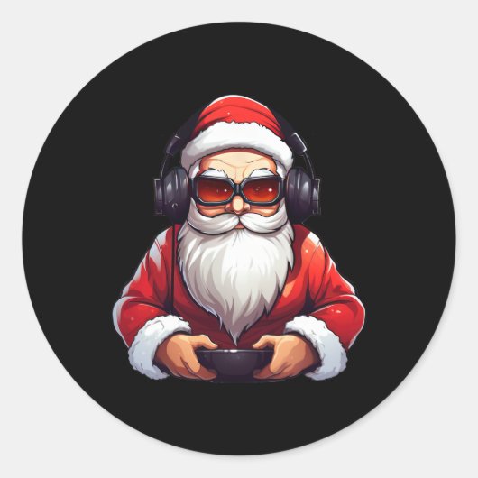 Gaming Video Gamer Game Controller Kerst Pjam Ronde Sticker (Voorkant)