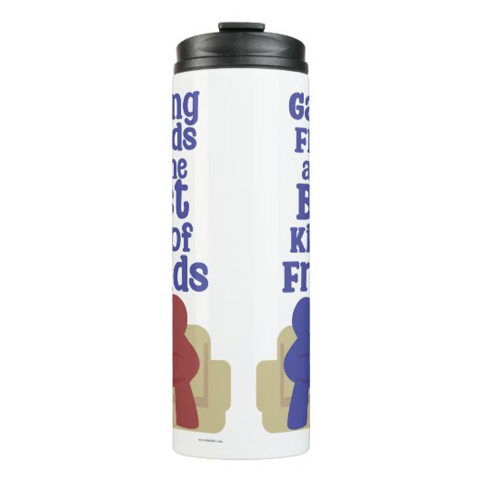 Gaming vrienden zijn het beste leuke meeple ontwer thermosbeker (Voorkant)