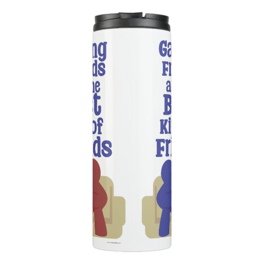 Gaming vrienden zijn het beste leuke meeple ontwer thermosbeker (Achterkant)