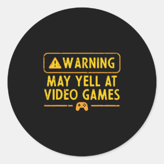 Gaming Waarschuwing Mag Schreeuwen Tegen Videogame Ronde Sticker