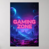 Gaming Zone Levendige Neon Kleuren Poster (Voorkant)