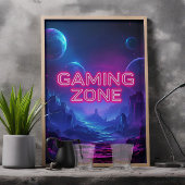 Gaming Zone Levendige Neon Kleuren Poster