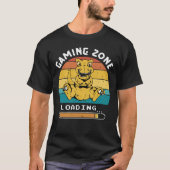 Gaming Zone Loading Funny Gamer T-Rex Retro Sunset T-shirt (Voorkant)