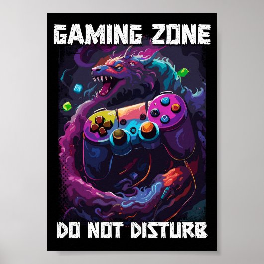 Gaming zone niet storen Cool Gamer Dragon Art Poster (Voorkant)