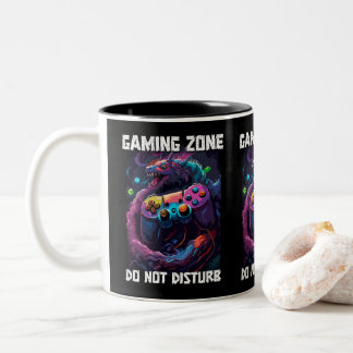 Gaming zone niet storen Cool Gamer Dragon Art Tweekleurige Koffiemok