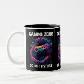 Gaming zone niet storen Cool Gamer Dragon Art Tweekleurige Koffiemok (Links)