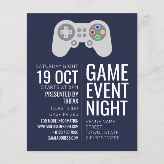 Gamingcontroller, Video Gamer Event Adverteren Flyer (Voorkant)