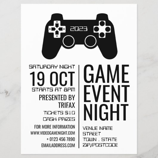 Gamingcontroller, Video Gamer Event Adverteren Flyer (Voorkant)