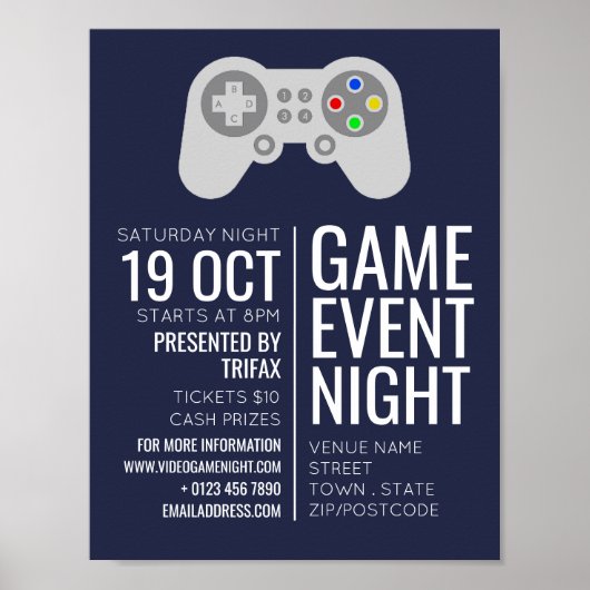 Gamingcontroller, Video Gamer Event Adverteren Poster (Voorkant)