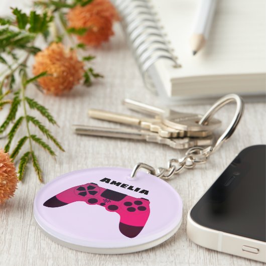 Gamingcontroller Video games Nerd Gamer Naam Sleutelhanger (Voorkant Rechts)