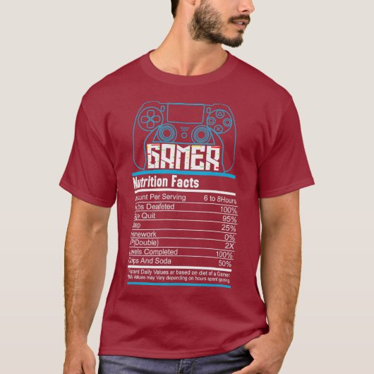 Gamingingrediënten Funny Video Gaming Gift T-shirt (Voorkant)