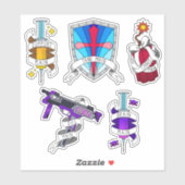 Gamingmains gamerspuit Pistool Schildbare Cartoon Sticker (Vel)