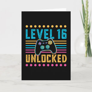 Gamingniveau 16 ontgrendeld 16e Birthday-cadeau Kaart
