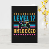 Gamingniveau 17 ontgrendeld 17e Birthday-cadeau Kaart (Gele Bloem)