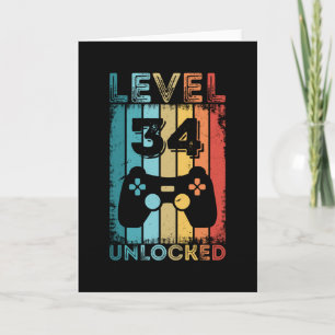Gamingniveau 34 Onvergrendelde 34e verjaardag Gift Kaart