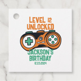 Gamingniveau ontgrendelde balken op zaterdag bedankjes labels